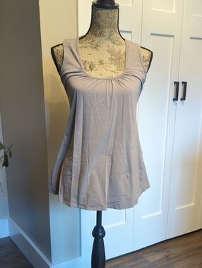 Christine Alexander Scoop Neck Tank Top in Light Taupe